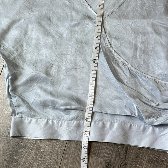 🧵Babaton Soft Ice Blue Shiny Satin Faux Wrap crop top . - Picture 6 of 8